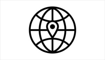 Globe with Location Pin Icon for Global Navigation and Travel vector