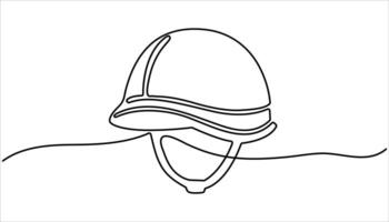 Construction worker wearing a safety helmet continuous one line drawing. Continuous one line drawing of labor minimalist concept for labor days. vector