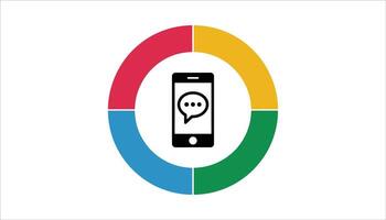 Mobile Phone with Chat Bubble Inside Colorful Circle Icon vector
