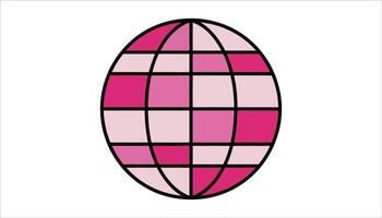 Abstract Geometric Globe in Pink and Red Colors vector