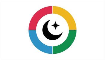Moon and Stars Icon in Circular Design vector