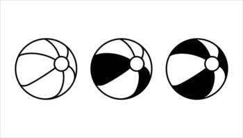 Beach Balls Set Line Icon. vector