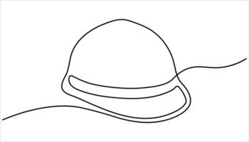Construction worker wearing a safety helmet continuous one line drawing. vector