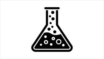 Science Lab Flask Icon with Bubbles and Chemical Reaction vector