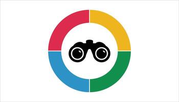 Binoculars with Colorful Circle Icon. vector