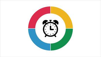 Alarm Clock Icon Inside Colorful Circle for Time Management vector