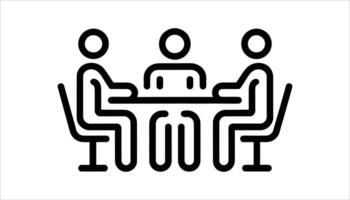 Team Meeting Icon with Three People Sitting at a Table for Business Collaboration vector