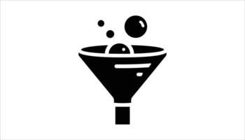 Funnel Icon with Bubbles for Filtering and Separation Process vector