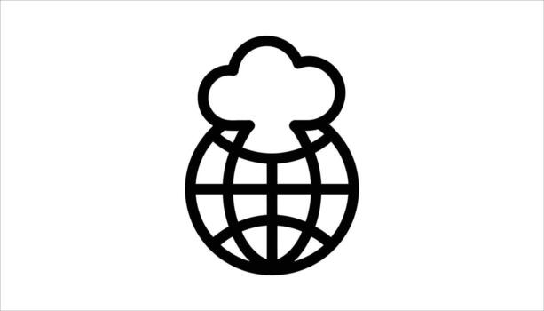 Cloud Icon on Globe for Global Cloud Computing Concept vector