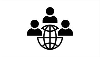 Global Connection Concept with People and World Globe Icon vector