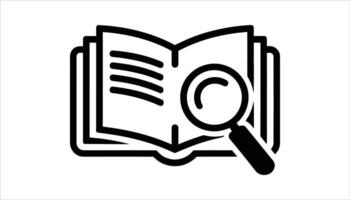 Magnifying Glass with Open Book Icon for Research and Study vector
