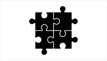 Puzzle Pieces Icon, Four Interlocking Puzzle Pieces. vector