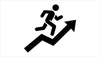 Business Growth Icon with Person Running and Upward Arrow vector