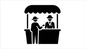 Market Stand with Customer Transaction Icon. vector