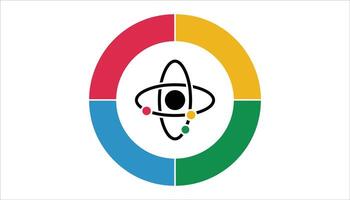 Science and Technology Symbol with Atomic Orbitals and Colorful Circles vector