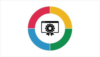 Online Certification Icon with Award Badge and Ribbon vector