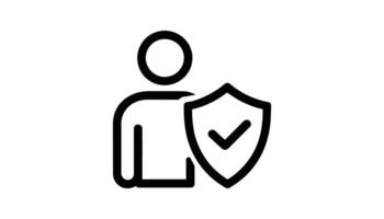 Protection Icon Person with Shield and Checkmark for Security Design vector