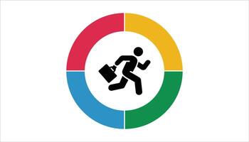 Running with Briefcase Icon. vector