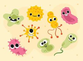 Cute Cartoon Germs and Bacteria Set for Kids Science Projects vector