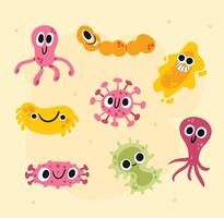 Fun Cartoon Germs and Bacteria Set for Kids Science Activities vector
