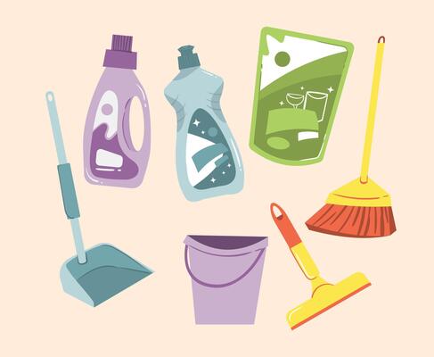 ousehold Cleaning Supplies Set for Home Hygiene Projects