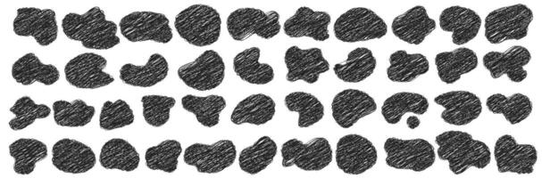 Big pack of scribble shapes. Pen paint element. Pencil brush or marker rought scratch organic blob. grungy illustrations kit vector
