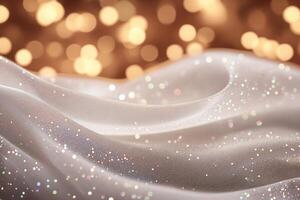 Soft delicate veil with sparkling glitter creates luxurious and elegant background photo