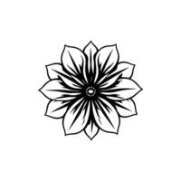 A black and white flower with a white background, graphic design vector