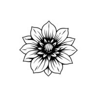 A black and white drawing of a flower, flower design vector