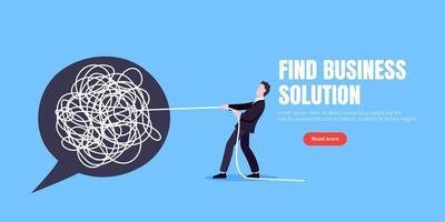 Unravel business chaos process tangle difficult problem mess business concept page. vector
