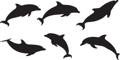 Collection of Dolphin silhouettes vector
