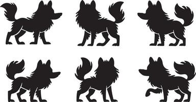 Set of cute Wolf silhouettes vector