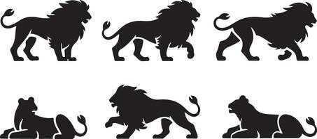 Set of Lion silhouettes vector