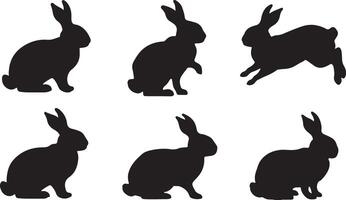 Set of Rabbit silhouettes vector