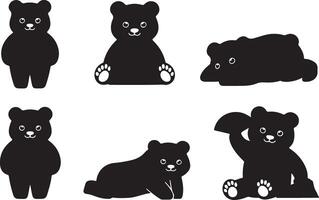 Set of Panda silhouettes vector