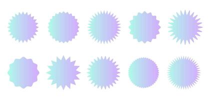 Star gradient blue round sticker tag icon shape set vector