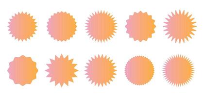 Star gradient round sticker tag icon shape set vector