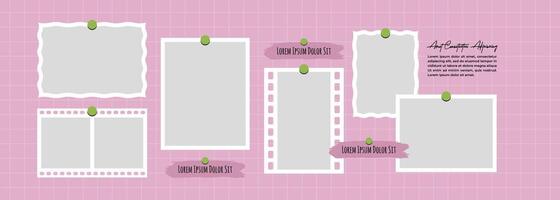 Collage Picture grid layout abstract photo frames template vector