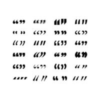 Quotation mark icon set. Double comma sign. Text quote symbol in flat Stock Image. vector