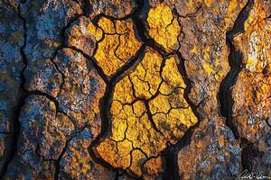 Close Up of a Cracked Dry Earth Surface with Deep Patterns photo