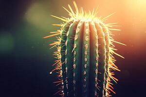 Nature Background, Cactus with Water Droplets on Spines photo