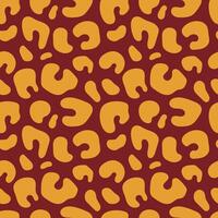 Abstract leopard pattern. Yellow elements on a dark red background. illustration for fashion, background, cover, wallpaper, paper, packaging vector