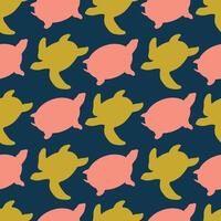 Turtle silhouette seamless pattern. illustration for fabric, background, packaging, wrapping paper, bed linen vector