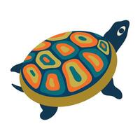 Cute folk turtle. Colorful isolated illustration for print, background, card for world turtle day vector