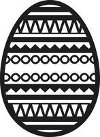 Decorative Easter Egg Silhouette - Black with Geometric Patterns vector