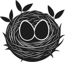 Bird Nest with Eggs Silhouette - Symbol of Spring, Growth, and Nature vector