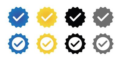 Verification Checkmarks on Social Media Blue, Grey, Gold, and Black, verification icons hand drawn set verified badge vector