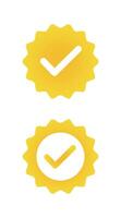Golden Verification Checkmark for Social Media. Golden gradient verified twitter x, instagram, facebook vector