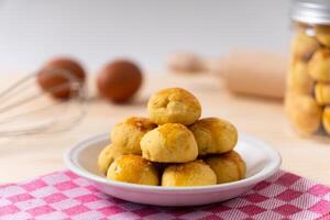 Delicious nastar cookies traditional on a round white plate photo