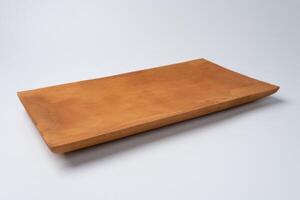Sleek Rectangular Wooden Plate Isolated Background photo